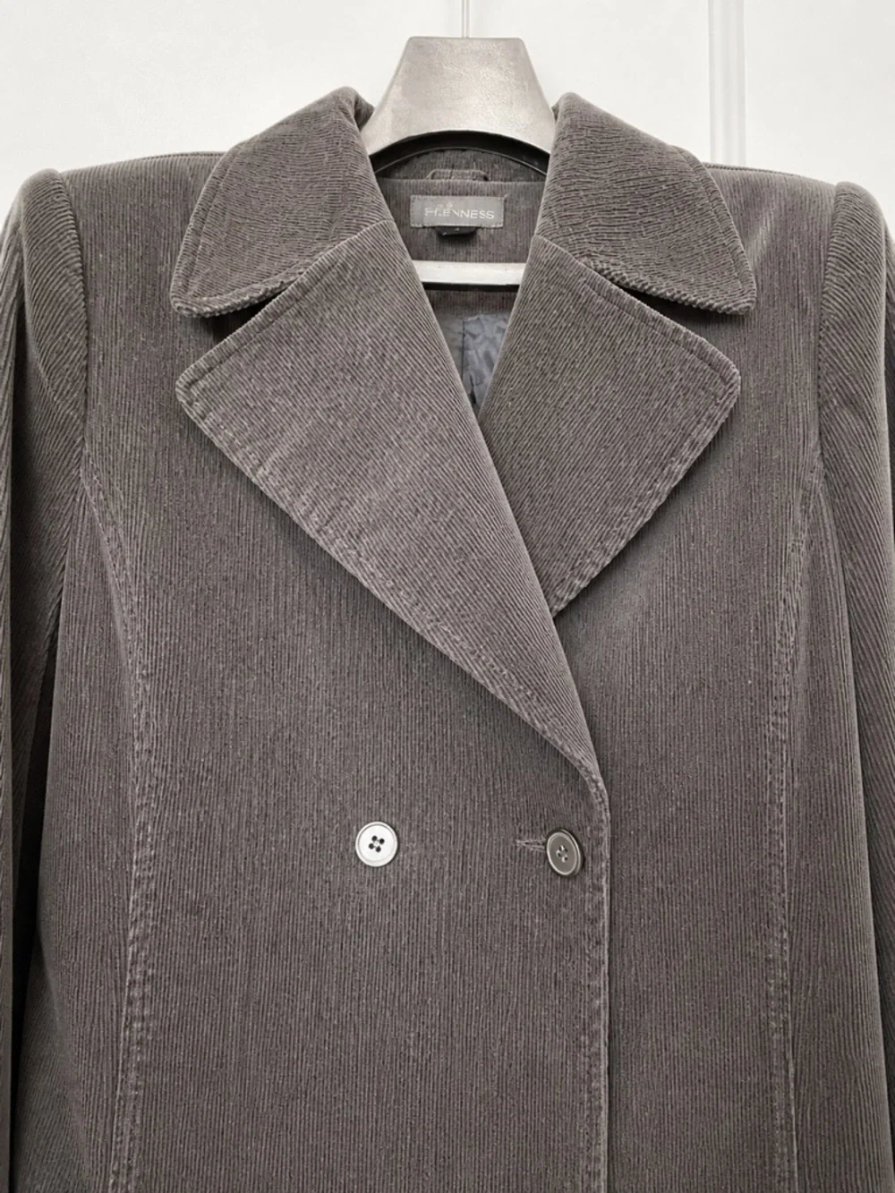 H&M Black Corduroy PeaCoat Double Breasted Longline Tailored Coat Size 12